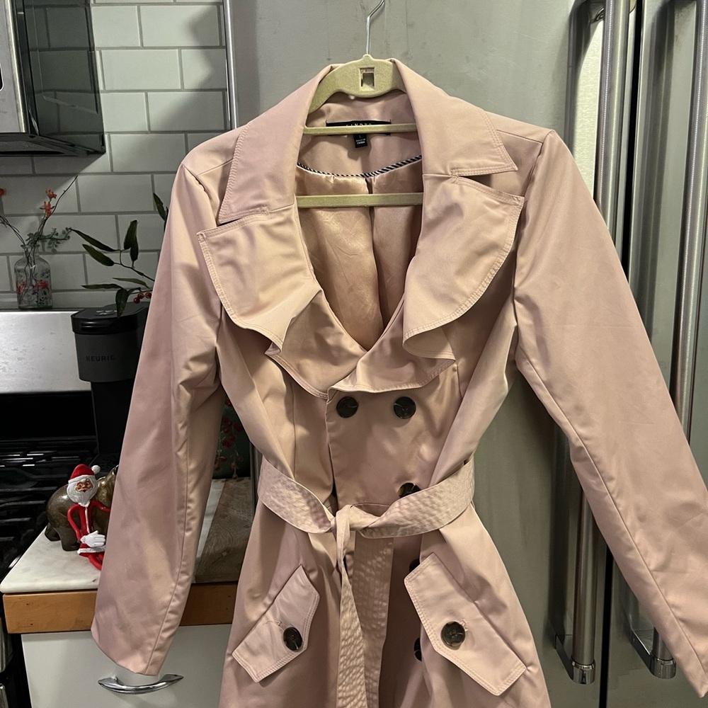 Sandro Studio Trench Coat, Size Large, Color is‎ Blush